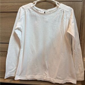 LIKE NEW Jacadi White Dotted Long Sleeve Shirt With Silver Shimmer Dots - Size 8